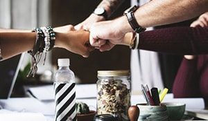 Business people people fist bumping